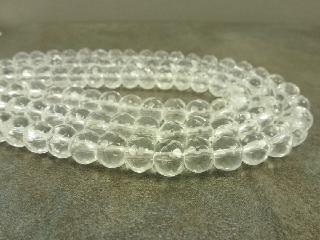 Crystal Clear Glass Faceted Rondelle Bead 9x7.5mm 50pc - Etsy UK