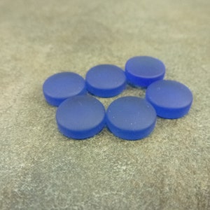 12pc Royal Blue Cabochon Cultured Sea Glass 12mm Round Frosted Matte