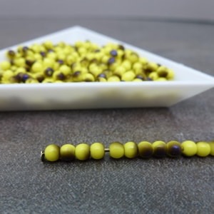 200pc Yellow Azuro 3mm Czech Glass Druk Smooth Round Beads