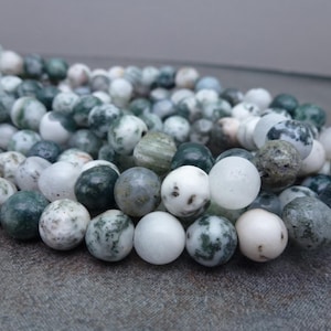 Tree Agate Gemstone Beads, 8mm Smooth Round, 15&quot; Strand