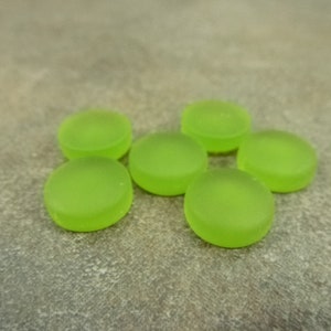 12pc Olive Green Cabochon Cultured Sea Glass 12mm Round Frosted Matte