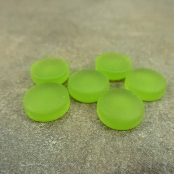 12pc Olive Green Cabochon Cultured Sea Glass 12mm Round Frosted Matte