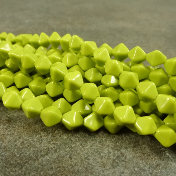 Czech Glass Lucerna Bicone Opaque Chartreuse Green 6mm 50pc Strand Pressed Glass