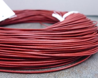 20ft. Dark Red Cowhide Leather Cord,  1mm Diameter,  Round, Stringing Cord