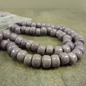 36pc Opaque Purple Glass Beads, 6x9mm Crow Roller, Large Hole, India Lampwork Rondelle