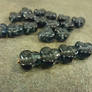 Dark Montana Pansy Beads 9mm Czech Pressed Glass 50pc