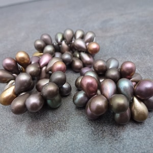 Dark Metallic Mix Czech Glass Teardrop Beads 9x6mm 25pc