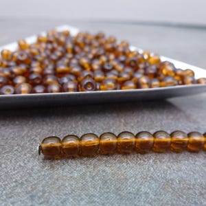 100pc Brown Topaz Round Bead, 4mm Czech Glass, Smooth Pressed