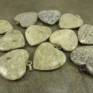 6pc Assorted Jasper/Marble Gemstone Heart Pendant 30-35mm
