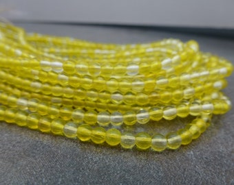 Citrine/Crystal Czech Glass Round Beads 4mm 100pc Druk Smooth Round