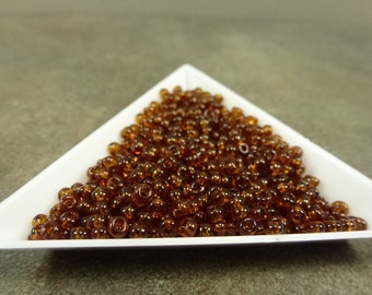 Brown Transparent 8/0 Czech Glass Seed Beads 25g 4mm Rocaille