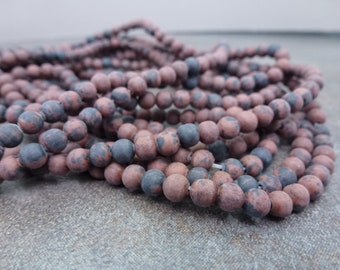 Frosted Mahogany Jasper Gemstone Beads, 4mm Round, Smooth, 15" Strand, Matte