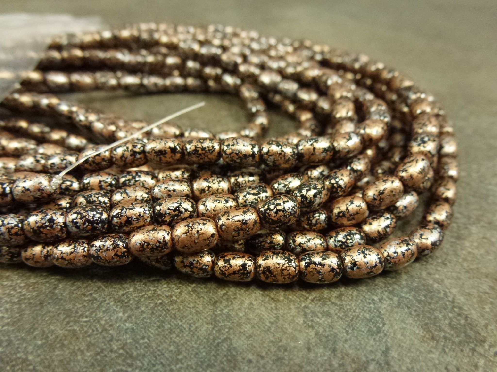 50pc Galaxy Gold Czech Glass 6x4mm Rice Beads Oval Barrel Etsy UK