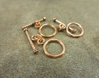 Genuine Copper Plain Round Toggle Clasps 17x12mm with 19mm Bar 6 pieces Bali Style Metal Closure Finding