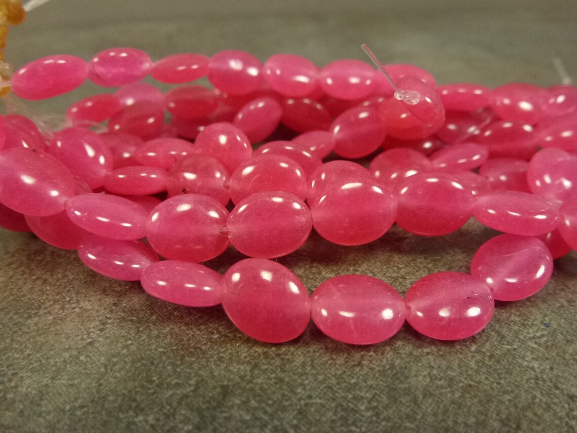 30pc Hot Pink Dyed 'Jade' Gemstone Beads 10x8mm Oval Etsy