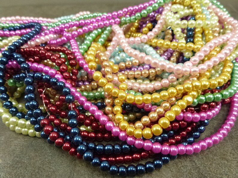 300pc 4mm Glass Pearl Beads Multicolor Assortment Random Mix Etsy