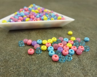 Coral Reef Mix 6/0 Czech Glass Seed Beads 25g 4mm Pink Blue Yellow