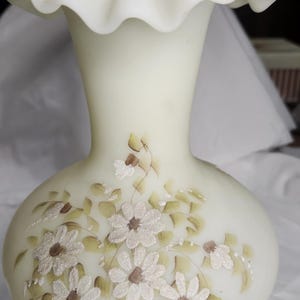 Fenton Custard Uranium Glass Vase Hand Painted - Etsy