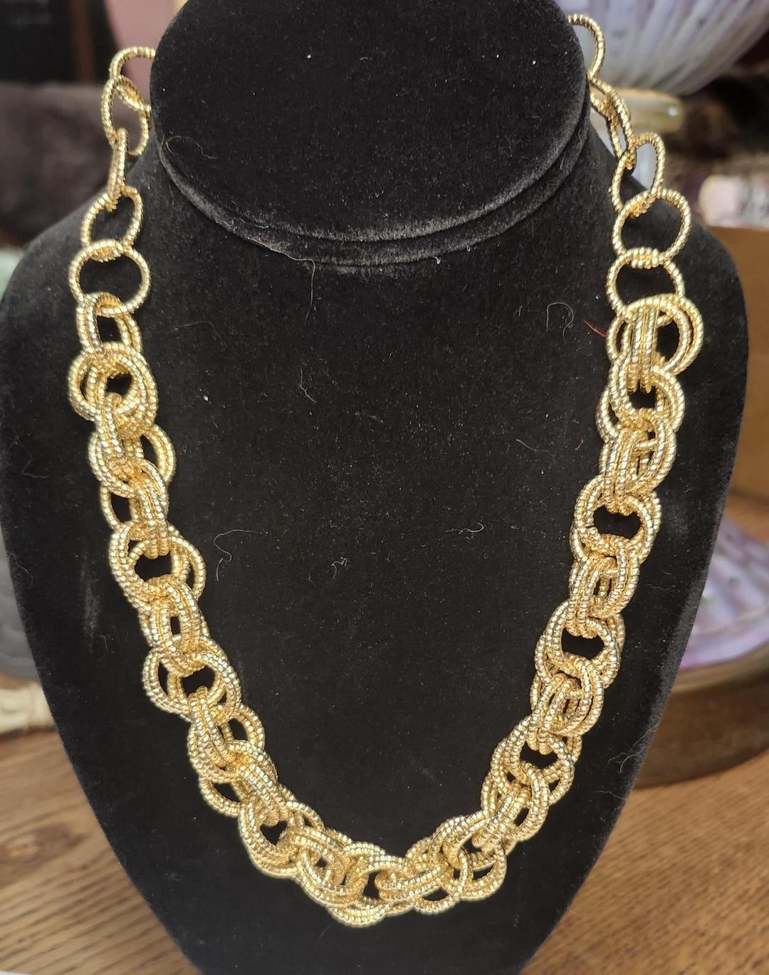 Looped Chain Vintage, Monet, Signed , Necklace ,80s,double Looped Chain, Gold Tone ...