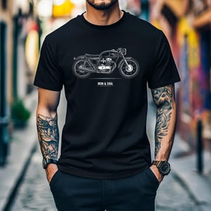 Iron & Soul Cafe Racer T-shirt, Vintage Motorcycle Design, Minimalist Biker Graphic Tee, Motorcycle Enthusiast Gift, Retro Biker Gift