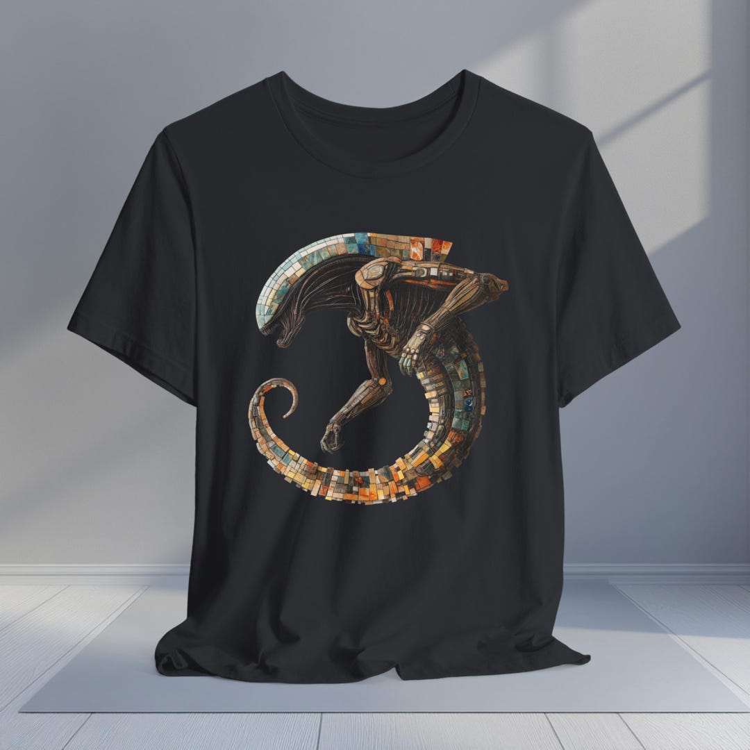 Mosaic Xenomorph Alien T-shirt | Stone Tile Sci-fi Art Tee | Retro ...