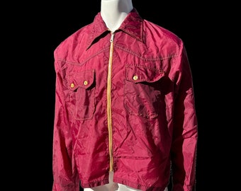Vintage 60-70s Fashion SPORTSWEAR windbreaker rain jacket size L mens zip front nylon