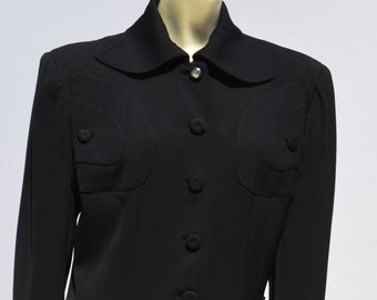 Vintage 40's WASSER'S FURS gabardine jacket tailored WWII military style size mid century jacket
