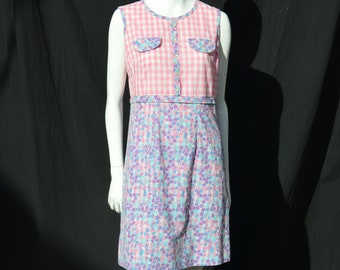 Vestido vintage dos anos 60 THE LILLY by Lilly Pulitzer vestido de verão sem mangas estampa floral xadrez rosa MINT mod hippie Palm Springs tamanho 8