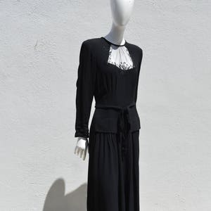 Vintage 40&#39;s rayon dress hand beaded neckline art deco WWII evening gown size 8 + by thekaliman