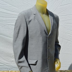 Vintage 50&#39;-60&#39;s KINGSRIDGE gray silk blazer jacket Mid Century cool men&#39;s MOD jacket size 40 R by thekaliman