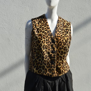 Vintage 60&#39;s faux leopard top blouse MOD mid century top small lined sleeveless sexy pin up rockabilly
