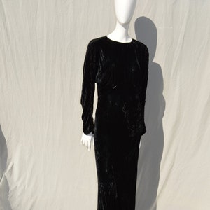 Vintage 30&#39;s silk velvet gown ART DECO bias cut large long dress evening formal by thekaliman