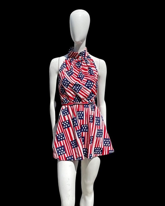 Vintage 70s Bicentennial novelty print pool dress… - image 1