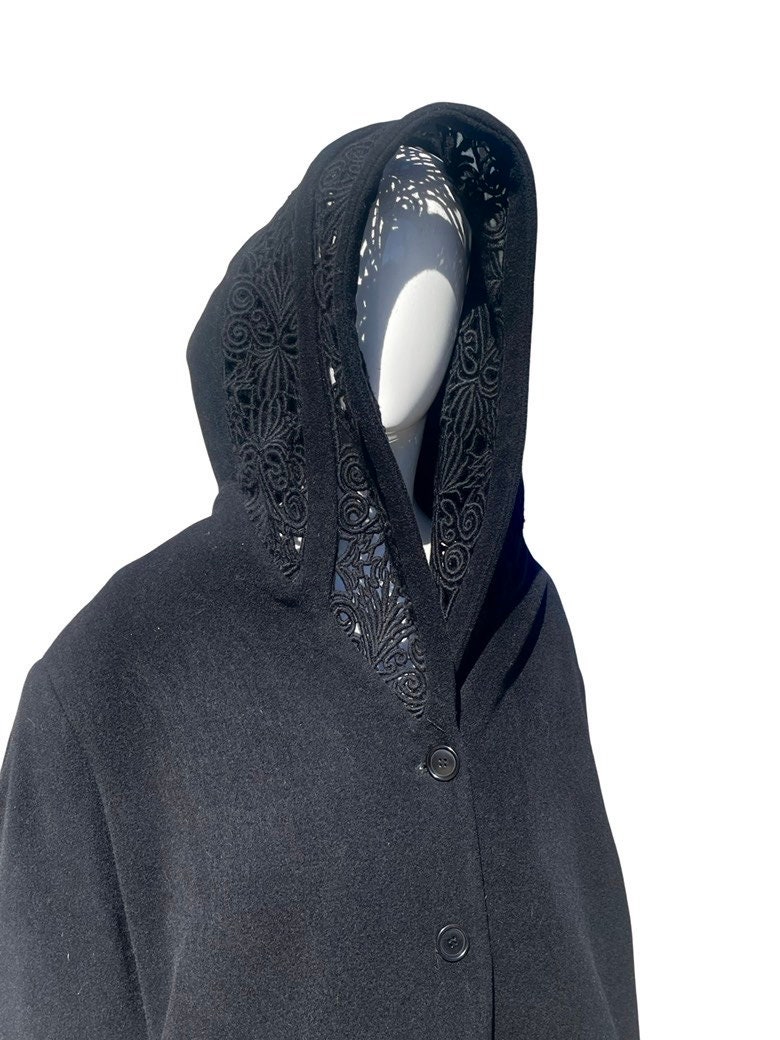 Vintage ROMEO GIGLI FW1990 Coat Overcoat Wool Oversized Crocheted