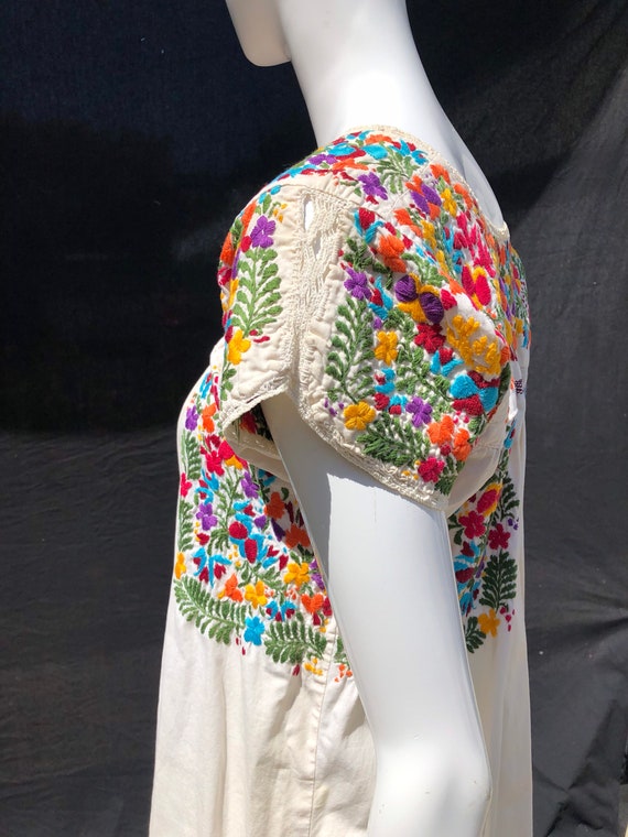 Vintage 60's mexican pheasant blouse hand embroid… - image 10