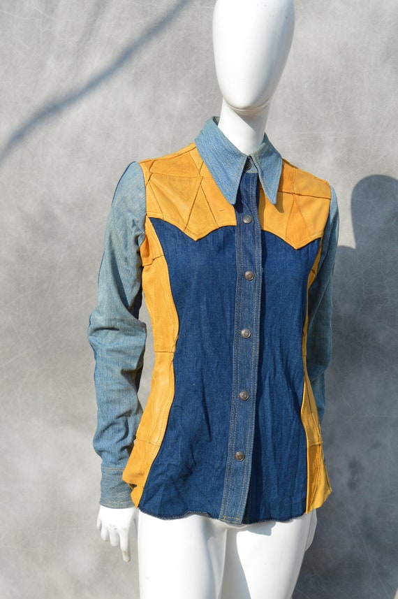 Vintage 70's ANTONIO GUISEPPE patchwork denim and… - image 1