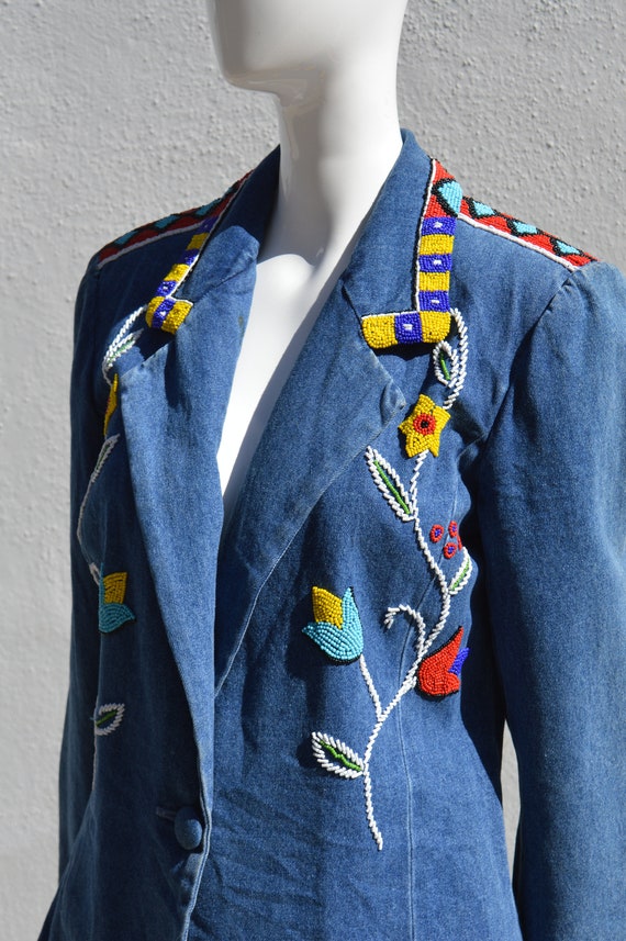 Vintage 80's one of the kind hand embroidered Nat… - image 1