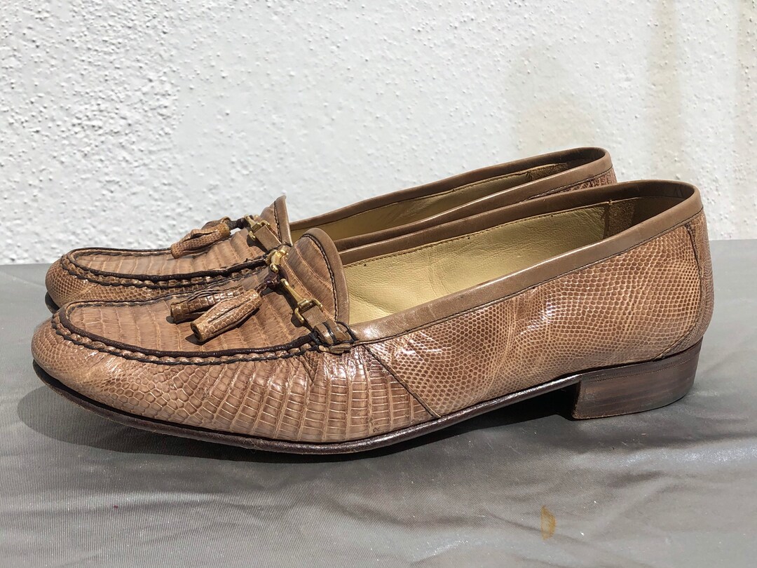 Vintage Bruno Magli Iguana Lizard Skin Jethro Shoes Size 9 M Rare Made In Italy Vintage 70 main image 2