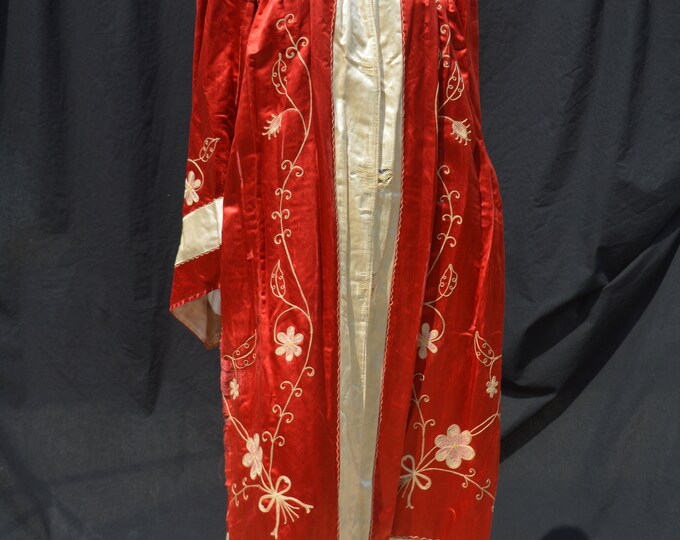 Antique Red Silk Embroidered Ceremonial Lodge Robe Medieval Heraldic ...