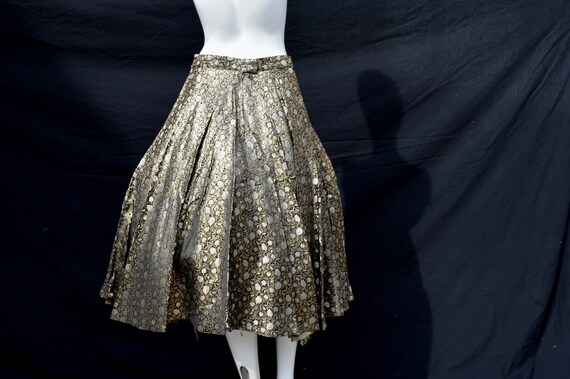 Vintage 50's gold and silver brocade poddle skirt… - image 3