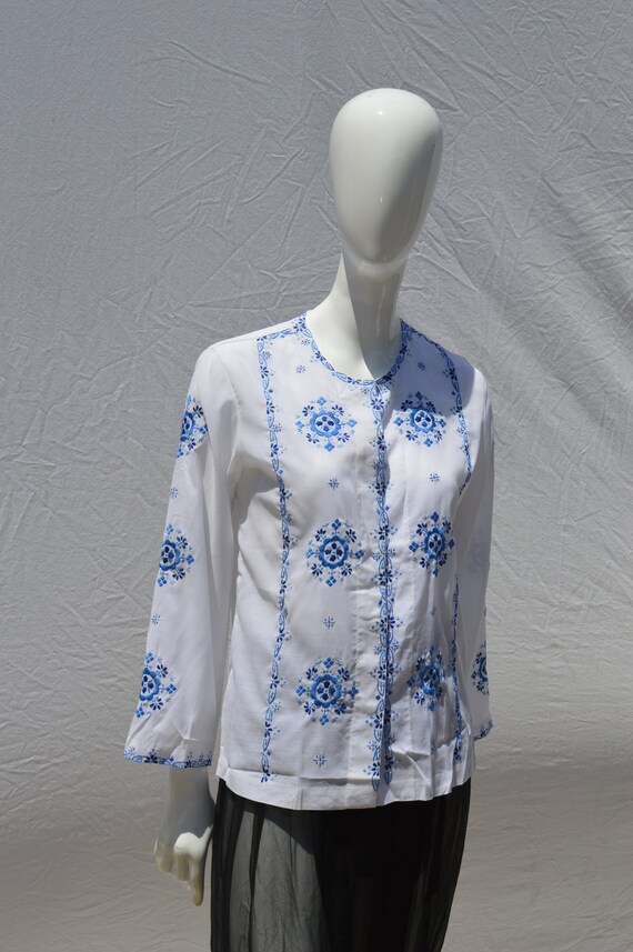 Vintage 70's hippie CHINESE top blouse by LILY si… - image 3