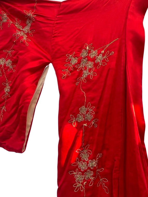 Vintage 20s RED silk KIMONO Antique handmade Larg… - image 2