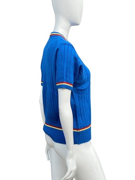 Vintage 60s knit acrylic ribbed mock neck t-shirt… - image 5