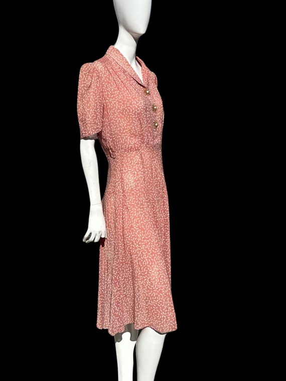 Vintage 30-40s swing rayon sweet heart day dress … - image 4