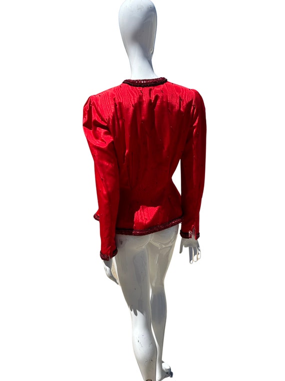 Vintage 70-80s RED couture jacket silk heavy hand… - image 2