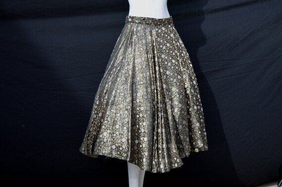 Vintage 50's gold and silver brocade poddle skirt… - image 7