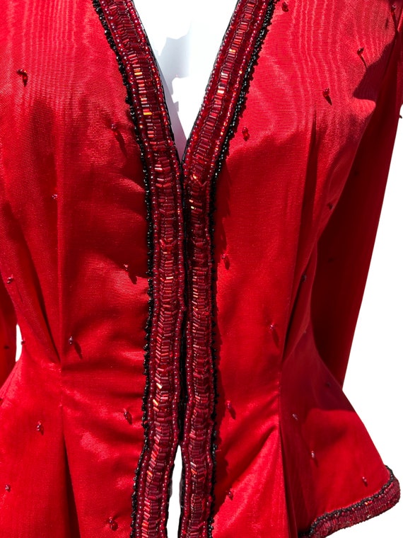 Vintage 70-80s RED couture jacket silk heavy hand… - image 7