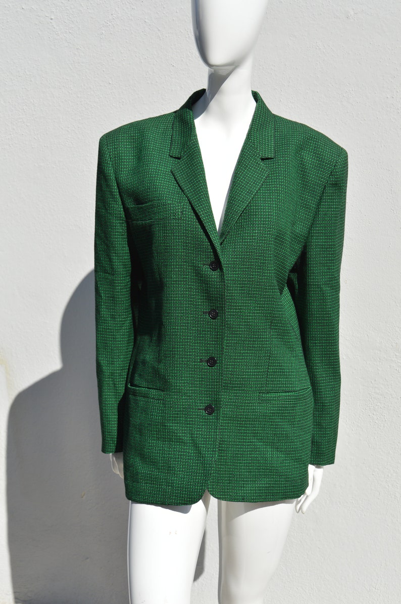 Vintage 80/'s COMPLICE 4 button blazer jacket size 10 designer jacket novelty print wool blend big shoulders by thekaliman