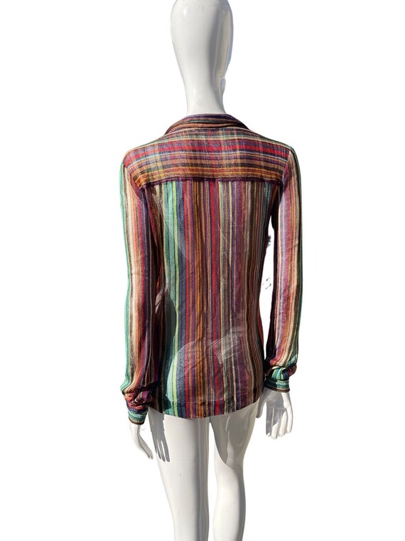 Vintage 70s MISSONI rainbow color sheer long slee… - image 2