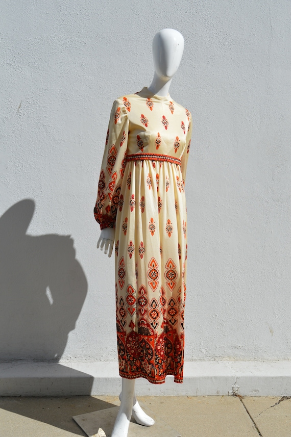 Vintage 70's Saks Fifth Avenue Maxi Dress Polyester Size 8 